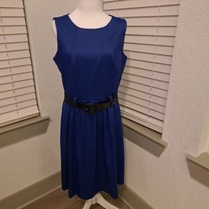 AB Studio Royal Blue Midi Dress with Black Belt